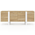 ID MARKET - Buffet enfilade 200 cm PHOENIX XXL 4 portes bois et blanc - vignette
