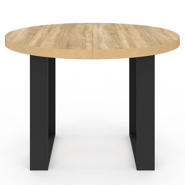 ID MARKET - Table à manger fixe ronde PHOENIX 4 personnes bois et noir 110 cm - large