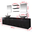 VIDAXL - vidaXL Dix pcs mobilier meuble pour salle de bains avec lavabo et robinet noir - vignette