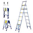 HOSTRÃ–M - Escabeau 8 marches telescopique EXTENDACT8, Echelle telescopique 2,3 m+2m, escabeau pliable télescopique, H max travail 3,8m, Garantie 5 ans, Hostrom - vignette