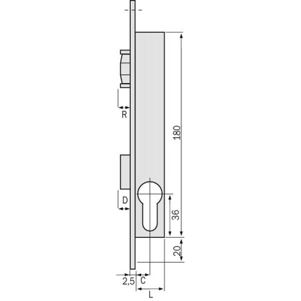 METALUX - Serrure à larder 1 point pêne dormant et rouleau à cylindre européen axe 31 mm - Pour gâche électrique Métalux 8 - large