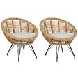 BELIANI - Lot de 2 chaises de jardin avec coussins MARATEA Rotin Naturel - vignette
