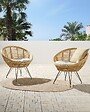 BELIANI - Lot de 2 chaises de jardin avec coussins MARATEA Rotin Naturel - vignette