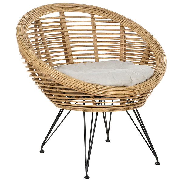BELIANI - Lot de 2 chaises de jardin avec coussins MARATEA Rotin Naturel - large