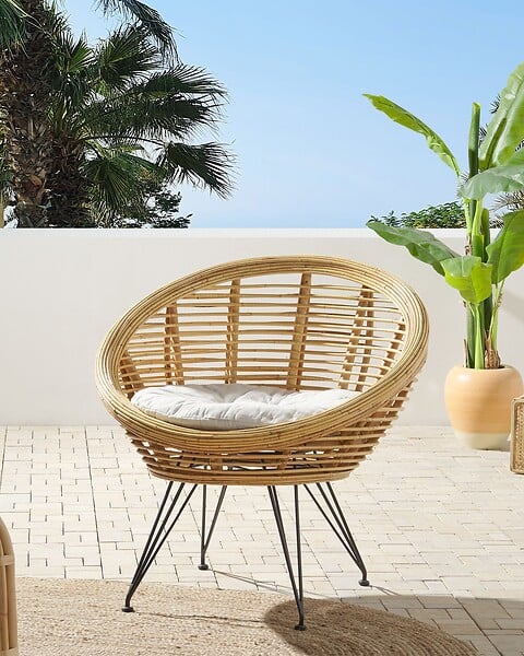 BELIANI - Chaise de jardin MARATEA Rotin Naturel - large