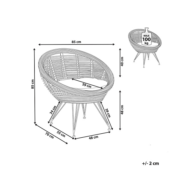 BELIANI - Chaise de jardin MARATEA Rotin Naturel - large