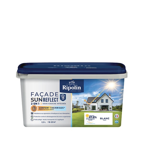 RIPOLIN - Peinture façade Sun Reflect Blanc 2,5L - large