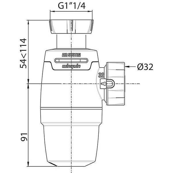 WIRQUIN - Siphon de lavabo NEO AIR - Ø entrée G1"1/4 - Ø sortie 32 mm - large