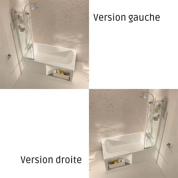 JACOB DELAFON - Baignoire bain douche Malice, version gauche Blanc brillant 160 x 85 - large
