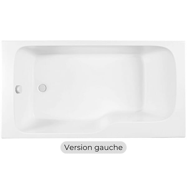 JACOB DELAFON - Baignoire bain douche Malice, version gauche Blanc brillant 160 x 85 - large