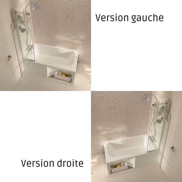 JACOB DELAFON - Baignoire bain douche Malice, version gauche Blanc brillant 170 x 90 - large
