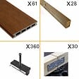 DECKLINEA - Kit Terrasse Composite NAVIA 20m² - Teck - 61 lames de terrasse (220 x 14.5 x 2.2 cm) - Fixation par Clips - Terrasse Livraison Rapide - vignette
