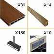 DECKLINEA - Kit Terrasse Composite NAVIA 10m² - Teck - 31 lames de Terrasse (220 x 14.5 x 2.2 cm) - Fixation par Clips - Cobra Hybrid - Terrasse Bois - vignette