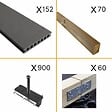 DECKLINEA - Kit Terrasse Composite ATLANTA 50m² - 152 Lames de Terrasse (220 x 14.5 x 2.25 cm) - Platinium - Garantie 15 ans - Fixation par Clips - vignette