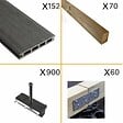 DECKLINEA - Kit Terrasse Composite NAVIA 50m² - Gris Foncé - 152 lames de terrasse (220 x 14.5 x 2.2 cm) - Fixation par Clips - Terrasse Livraison Rapide - vignette