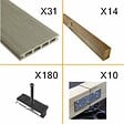 DECKLINEA - Kit Terrasse Composite NAVIA 10m² - Gris Clair - 31 lames de Terrasse (220 x 14.5 x 2.2 cm) - Fixation par Clips - Terrasse Livraison Rapide - vignette