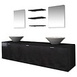 VIDAXL - vidaXL Dix pcs mobilier meuble pour salle de bains avec lavabo et robinet noir - vignette
