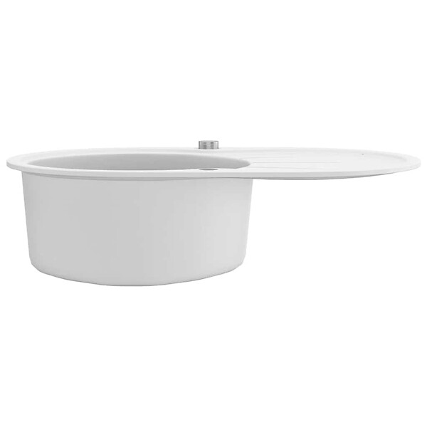 VIDAXL - vidaXL Évier de cuisine Granit Seul lavabo Ovale Blanc - large