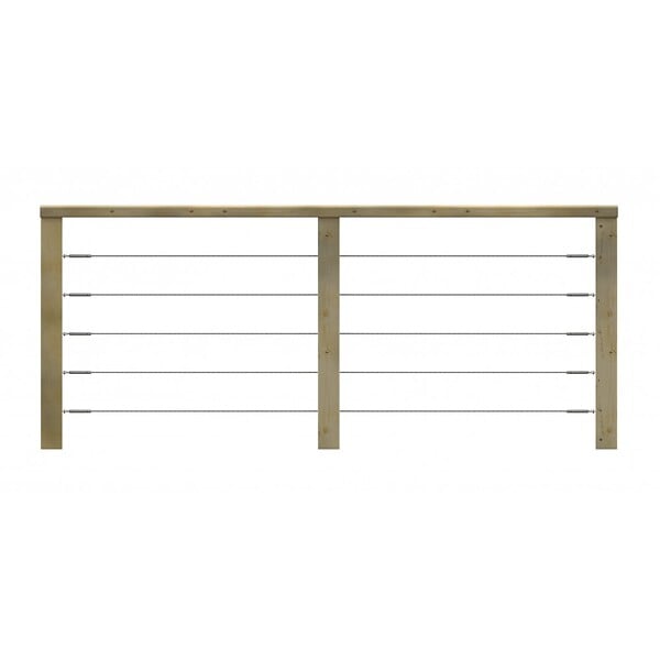 DECKLINEA - Kit Garde-corps Bois 2,3m JERSEY - Rampes Recoupables - Traité Autoclave - Montage Facile - Garantie 10 ans - large