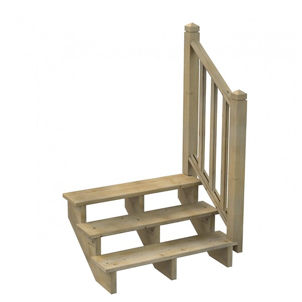 DECKLINEA - Kit Garde-corps Bois 3 marches LOUISIANE - Escalier Extérieur - Rampes Recoupables - Traité Autoclave - Montage Facile - Garantie 10 ans - large
