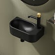 EMKE - EMKE Lavabo Mural de Salle de Bain 400 x 215 x 120 mm, Vasque Rectangulaire en Céramique, Trou pour Robinet à Droit, Noir Mat - vignette