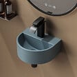 EMKE - EMKE Lavabo Mural de Salle de Bain 303 x 255 x 120 mm, Vasque Suspendu Lavabo d'angle mural en céramique avec trou pour robinet, Bleu Gris Clair Matt - vignette