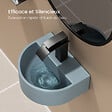 EMKE - EMKE Lavabo Mural de Salle de Bain 303 x 255 x 120 mm, Vasque Suspendu Lavabo d'angle mural en céramique avec trou pour robinet, Bleu Gris Clair Matt - vignette