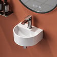 EMKE - EMKE Lavabo Mural de Salle de Bain 303 x 255 x 120 mm, Vasque Suspendu Lavabo d'angle mural en céramique avec trou pour robinet, Blanc Brillant - vignette