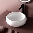 EMKE - EMKE Vasque à Poser en céramique  36 x 36 x 12 cm, Lavabo salle de bain Ronde, Montage sur Comptoir, Lavabo à poser Blanc Brillant - vignette