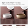 EMKE - EMKE Vasque à Poser en céramique  36 x 36 x 12 cm, Lavabo salle de bain Ronde, Montage sur Comptoir, Lavabo à poser Blanc Brillant - vignette