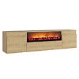 CONCEPT USINE - Meuble TV avec cheminée LED 180cm aspect bois PYRO - vignette