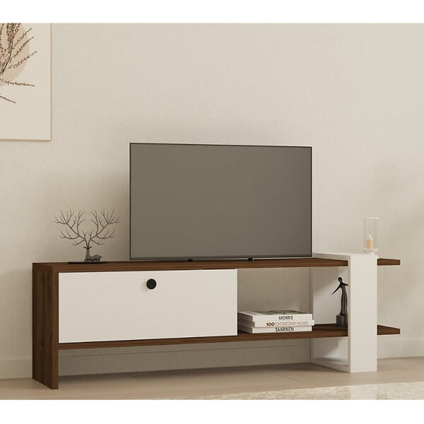 CONCEPT USINE - Meuble TV bois et blanc avec rangement 120 cm LOOM - large