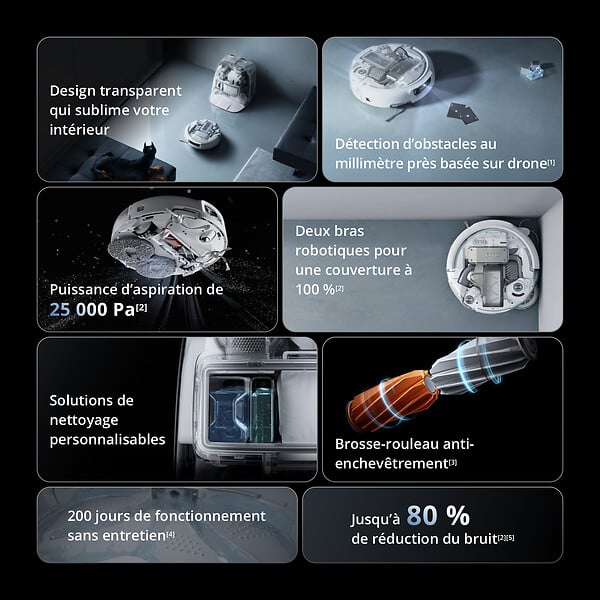 DJI - DJI ROMO P Aspirateur Robot Laveur transparent 25 000 Pa, détection de Niveau Drone, Deux Bras robotiques - large