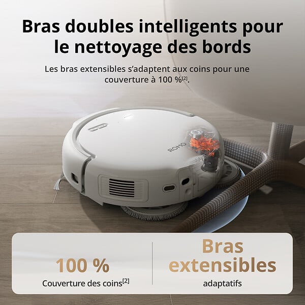 DJI - DJI ROMO S Aspirateur Robot Laveur 25 000 Pa, détection de Niveau Drone, Deux Bras robotiques - large