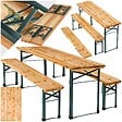 TECTAKE - Ensemble table et bancs bois de sapin pliable pour 8 personnes en marron et acier stable - vignette