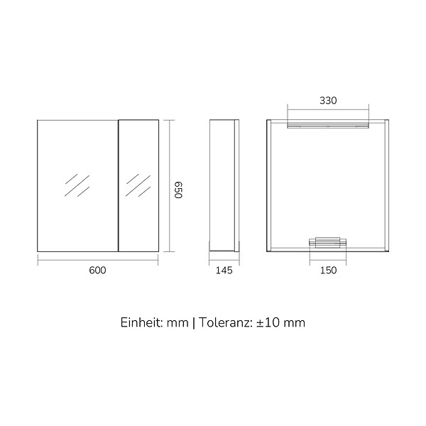 EMKE - EMKE Armoires de toilette 2 Porte 65x60cm Blanc Armoire Salle de Bain, avec Rangement intégré, Tablettes en verre réglables - large