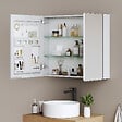 EMKE - EMKE Armoires de toilette 2 Porte 65x80cm Blanc Armoire Salle de Bain, avec Rangement intégré, Tablettes en verre réglables - vignette