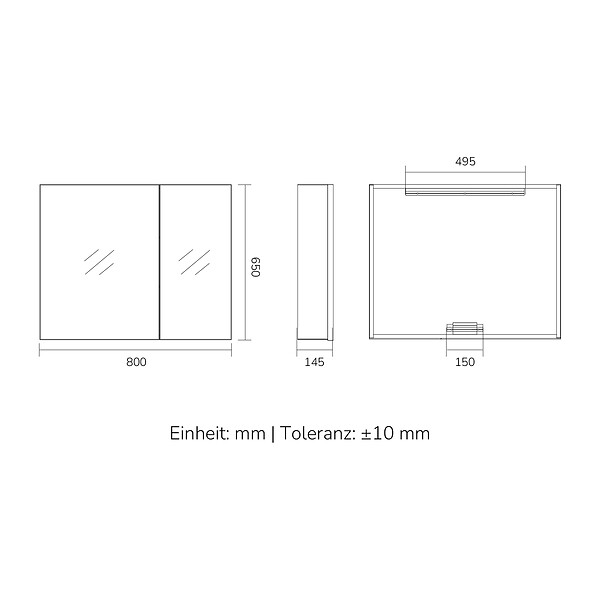 EMKE - EMKE Armoires de toilette 2 Porte 65x80cm Blanc Armoire Salle de Bain, avec Rangement intégré, Tablettes en verre réglables - large