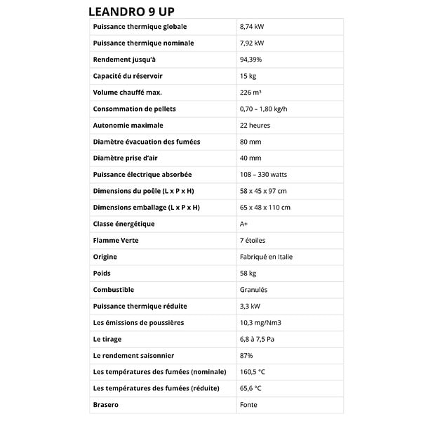 LVZ - Poêle à granules étanche - LVZ LEANDRO 9 UP - - large