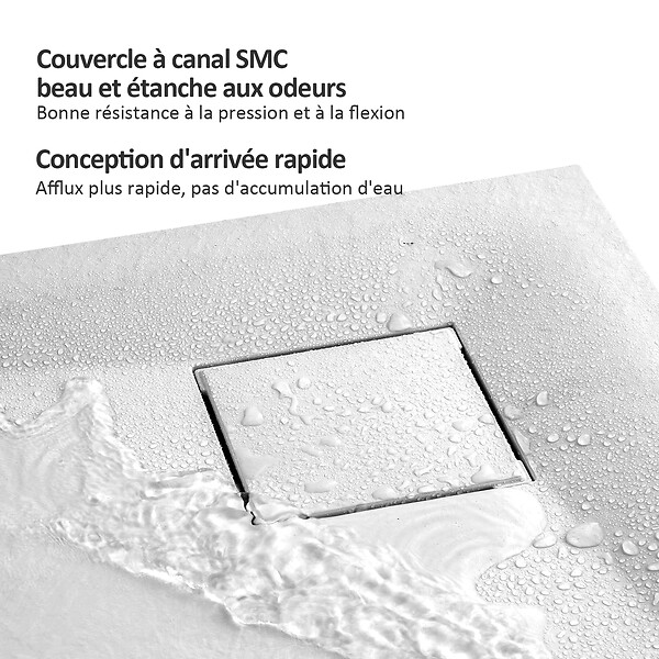 EMKE - EMKE Receveur de Douche 90 x 90 cm Salle de Bain, Quart de Cercle, Antidérapant, Trou de Drainage, Blanc - large
