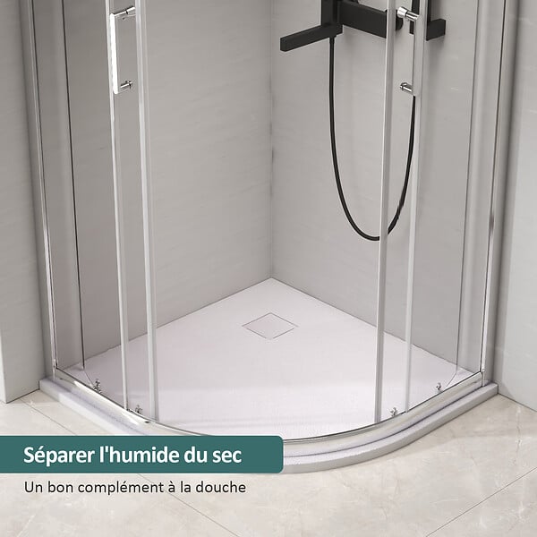 EMKE - EMKE Receveur de Douche 90 x 90 cm Salle de Bain, Quart de Cercle, Antidérapant, Trou de Drainage, Blanc - large