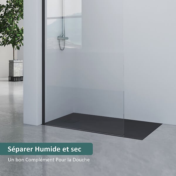 EMKE - EMKE Receveur de Douche 90 x 90 cm Salle de Bain, Antidérapant, Trou de Drainage, Noir - large