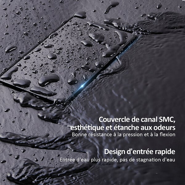 EMKE - EMKE Receveur de Douche 140 x 90 cm Salle de Bain, Antidérapant, Trou de Drainage, Noir - large
