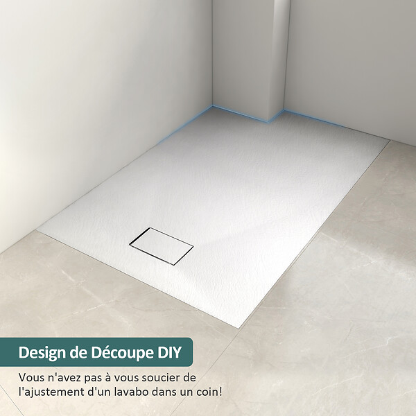 EMKE - EMKE Receveur de Douche 120 x 90 cm Salle de Bain, Antidérapant, Trou de Drainage, Blanc - large