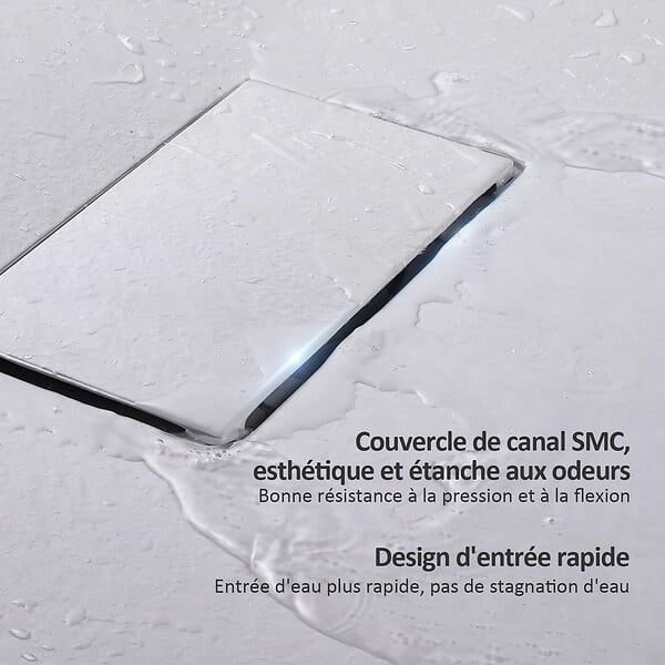 EMKE - EMKE Receveur de Douche 140 x 90 cm Salle de Bain, Antidérapant, Trou de Drainage, Blanc - large