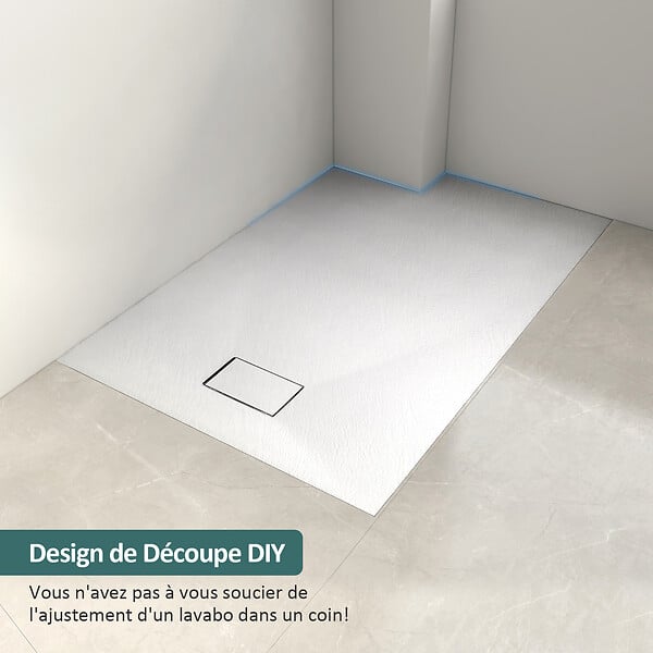 EMKE - EMKE Receveur de Douche 140 x 90 cm Salle de Bain, Antidérapant, Trou de Drainage, Blanc - large