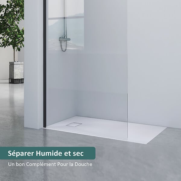 EMKE - EMKE Receveur de Douche 140 x 90 cm Salle de Bain, Antidérapant, Trou de Drainage, Blanc - large