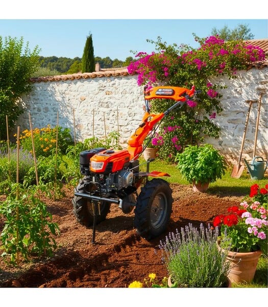 DAEWOO - Motoculteur thermique à traction 212cm3, largeur de travail jusqu'à 105cm, 2 vitesses AV/1 AR, guidon ajustable - DAEWOO - large