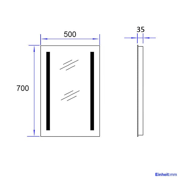 EMKE - EMKE Miroir lumineux salle de bain 50x70cm, Miroir LED salle de bain, Miroir avec l'éclairage, Lumière blanche froide - large