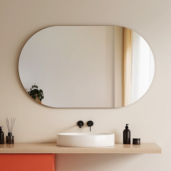 EMKE - EMKE Miroir mural 60 × 100 cm Miroir ovale sans Cadre, Miroir non lumineux salle de Bain, Chambre, Entrée, Salon - large